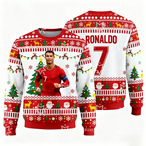 25-26 Ronaldo No. 7 football jersey Christmas graphic hoodie Autumn Fashion Y2K Children's Hoodies M