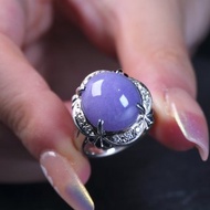 紫羅蘭翡翠蛋面戒指 PT900白金鑽石 | 天然緬甸玉翡翠A貨 |送禮