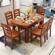 Modern Minimalist Solid Wood Round Table with Turntable for Home Use, New Chinese Style, Extendable,