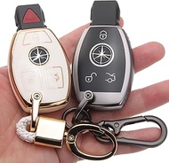 2PCS Compatible with Mercedes Benz Key Fob Cover Fits 2009-2020 C/E/S/R/ML/V/GLA/CLS/GLC/CLE/GLA/GLK