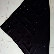 BAWAL SATIN BATU FULL (HITAM SAHAJA)