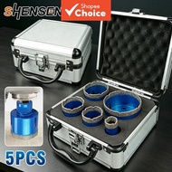 One Set 5Pcs Brazed Diamond Hole Saw Set, M14 Shank Core Drill Bits 20/35/40/50/68mm For Glass Marbl