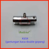 K654 Gantungan Bracket Rak Ambalan Kaca Tengah Jepit Kawat Sling Baja