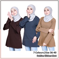 FC Mart - Basic Muslimah Blouse / Baju Perempuan Ironless / Women Long Sleeve Top / Baju Blause Wanita Lengan Panjang