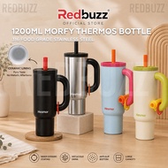 REDBUZZ x HESMOR 1200ML Thermos Bottle Inner Ceramic Material Insulated Straw Cup Hot & Cold Drink x