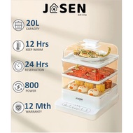 JOSEN 20L 3Tier  Electric Food Steamer  Cooker Stainless Steel PlateTransparent Cover/Pengukus Elekt