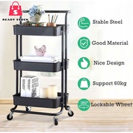 Rss_3 Tier Multifunction Storage Trolley Rack Office Shelves Home Kitchen Rack With Wheel