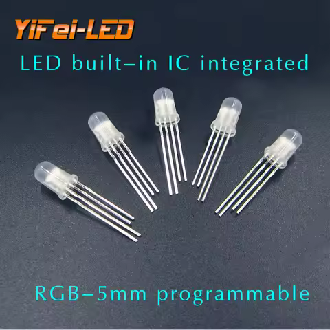 20pcs-1000pcs DC5V WS2812D YF923 SK6812 F5 5mm F8 8mm Round RGB LED WS2812 chipset inside RGB Full c