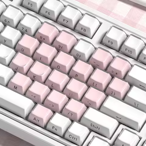 Womier 21 Keys Pink Ice Crystal Keycaps OEM Profile PC Heart-Shaped Keycaps DIY Decorative Keycaps