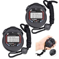 全城熱賣 - 運動數位碼錶計時器 - 2 件、數字碼錶、手持液晶計時防水碼錶手錶，適用於跑步、游泳、裁判、教練和運動賽事。