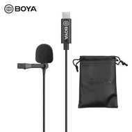 BOYA Omnidirectional Single Head Lavalier Lapel Microphone Mic with 6 Meters Cable Compatible with USB Type-C Interface