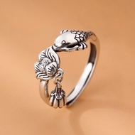 91% Praise Rate Lotus Carp Ring Female s925 Sterling Silver More More More More More More Money Lotu