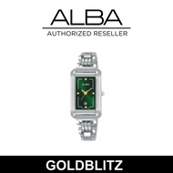 Alba AH7DB9X Stainless Steel Rectangle Case & Chain Green Dial Ladies' Watch