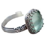 S925 Ring Ladies, Mint Green Moonstone Princess Square Diamond Ring, Fashion Versatile, Jewelry