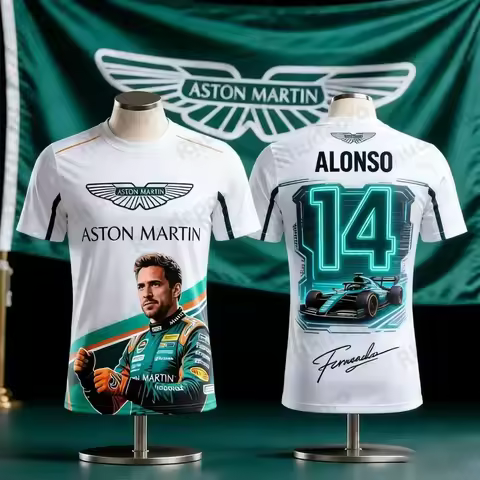 Man Sportswear Men's Aston Martin Racers Jersey Summer Alonso 14 Racing Style Car Brand Wear