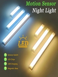 1入組10cm-30cm磁吸式LED櫥櫃燈，USB無線充電夜燈，可選暖白/冷白光色，方便簡易安裝於櫥櫃、廚房、樓梯等夜間照明用途