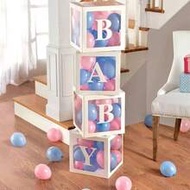 8pcs/Set 25cm, Baby Boxes With Letters For Baby Shower, Gender Reveal Party Transparent Balloon Box 