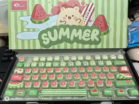 Original Akko Keycap Watermelon Theme Thermal Sublimation Mog Profile Pbt 138 Keys Kawaii Keycap For