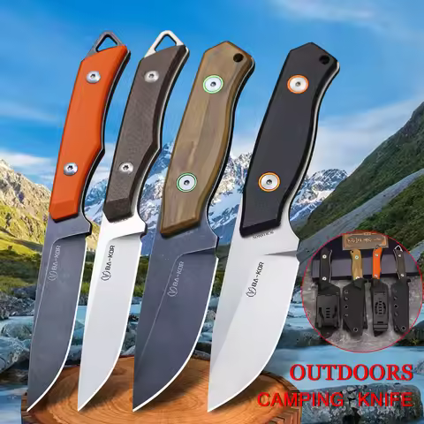 BA-KOR 9Cr18MoV full tang EDC outdoor knife, G10/linen handle jungle hunting knife, camping survival