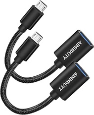 Micro USB to USB Adapter, 2-Pack Micro USB 2.0 OTG Cable Converter, Nylon Braided, Aluminum Shells,
