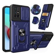 Shockproof Armor Case For Xiaomi Redmi Note 10 4G 10C Note 11 11S 9 Mi 10 Pro 5G Phone Cover With Car Magnetic Ring Stand Holder Card Slot Back Cover