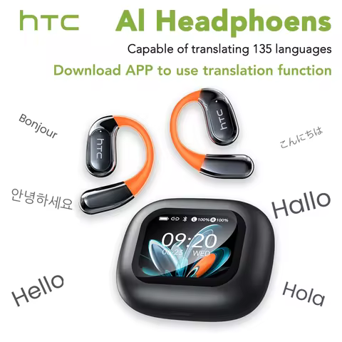【HTC NE27】 Bluetooth Earphones AI OWS Sports Headphones LCD Screen Wireless Headphones Glowing Earho