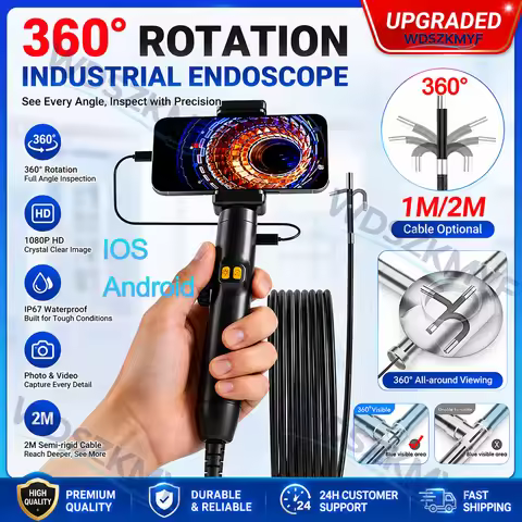 360 degree steering inspection camera HD car automatic maintenance hole endoscope 6MM with 6 LED por