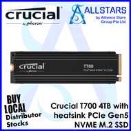 Crucial T700 4TB PCIe Gen5 NVMe M.2 SSD with heatsink (CT4000T700SSD5)(Read up to 12,400MB/s / Write up to : 11,800MB/s)