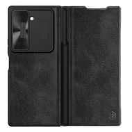 Nillkin เคส Samsung Galaxy Z Fold 6 5G Phone Case Qin Pro Leather Cover กล้องฝาครอบป้องกันเคสสำหรับ