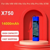 KiKiss Battery For ilife V50 V55 V8s V3s Pro V5s Pro V8s X750,X750,14000mAh
