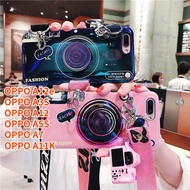 Case For OPPO A12 OPPO A12e OPPO A3S OPPO A5S OPPO A11K OPPO A7 Retro Camera lanyard Casing Grip Stand Holder Silicon Phone Case Cover With Camera Doll