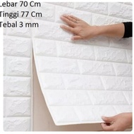 wallpaper dinding foam 3d motif batu bata waterproof (77x70cm) - agak tipis cream