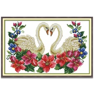 Cross Stitch Set, Swan, Animal, Printed/Unprinted, 14/11CT, Full Kit