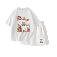 Children's Clothing Set short sleeve Soft and Stretchy Cotton Fabric, Work Image of Capy Bara Hy Kor