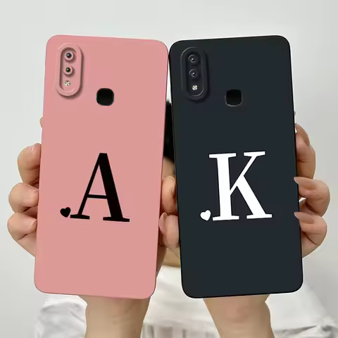 For Coque Vivo Y91 Case Vivo 1820 1816 1817 1811 1807 Cute Initial Letters Square Silicone Cover For