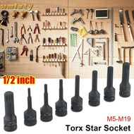 UMISTY 1Pcs 12 Point Torx Socket, Metric 1/2 Inch Shank 78mm Length Electric Drill Socket Adapter,  