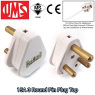 UMS 15A 3 Round Pin Plug Top For Heavy Duty Home Household Electrical Appliance Purpose