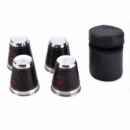 READY STOCK BALI 4pcs 75ml Outdoor Travel Cups Set Camping Tableware Stainless Steel Cup with PU Lea