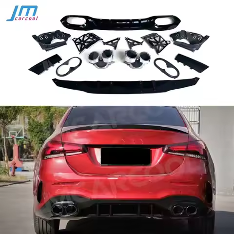 ABS Rear Diffuse Lips With Exhaust Pipe Tips for Mercedes Benz W177 A Class A180 A200 A160 A250 A35 