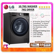 LG FV1450H2B 10.5/7kg Front Load Washer Dryer with AI Direct Drive™ and Steam+™