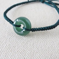 本命年【歲歲平安】平安扣翡翠絲光編織手鍊*SS38*招財、開運