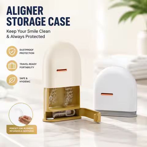 Retainer Case for Invisalign, Orthodontic Aligner Storage Box, Denture Holder, Travel Dustproof Port