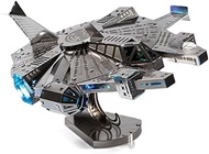 METAL-TIME Nebula Scout Metal Spaceship Model, 3D Cosmos Starship Metal Model Kit, Multi-Color LED L