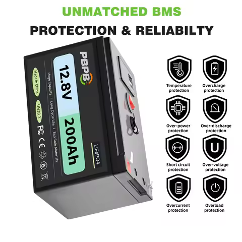 12.8V200Ah Lithium LiFePO4 Deep Cycle Battery 4000+ Cycles Rechargeable Battery for Solar/Wind Power