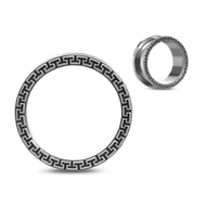 COOEAR 1 Pair Stainless Steel Ear Tunnels Piercing Embroidery Gauges Black Earrings Plugs 0G to 1".