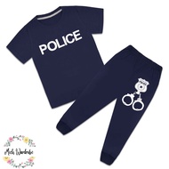 (1Y-6Y) Kids Boy Cotton BLUE POLICE Pajamas Pyjamas Sleepwear Baju Tidur Askar Polis Budak Kanak-Kan