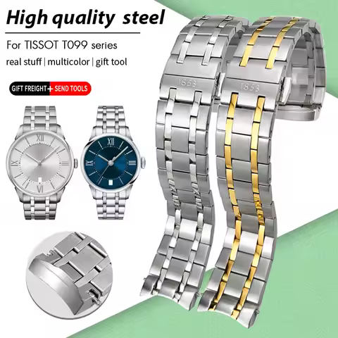 for TISSOT T099 Tourelles T099.407/207 16mm 21mm 316L Stainless Steel Watch Strap Solid Silver Rose 