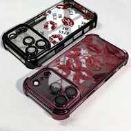 Luxury Sexy Red Lip Case For Googel PIXEL 10 9 8 Pro 9A 8A 7A PIXEL10 PIXEL9 PIXEL8 5G Clear Phone C