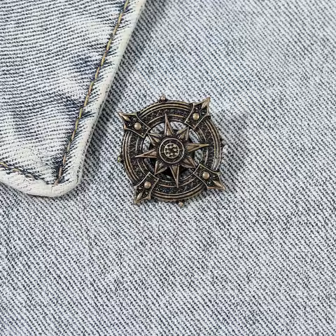 Vintage Hollow Out Compass Design Round Lapel Pins The Secret Tools of Time Travelers Brooches