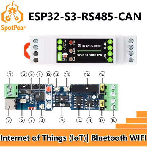 ESP32-S3 Industrial-Grade IOT RS485 CAN Communicator WiFi Bluetooth ESP32-S3-RS485-CAN